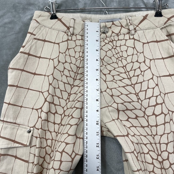 MANIERE DE VOIR Women's cargo Pants Size US 6 Wide Leg Beige Crocodile Print - Picture 7 of 11